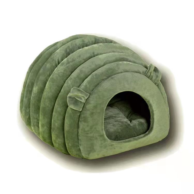 Milieubescherming Kat Nest Matten Zachte Pluche Kennel Puppy Kussen Kleine Honden Katten Nest Wasbaar Cave Katten Bedden Kat Bed hous: invisible green