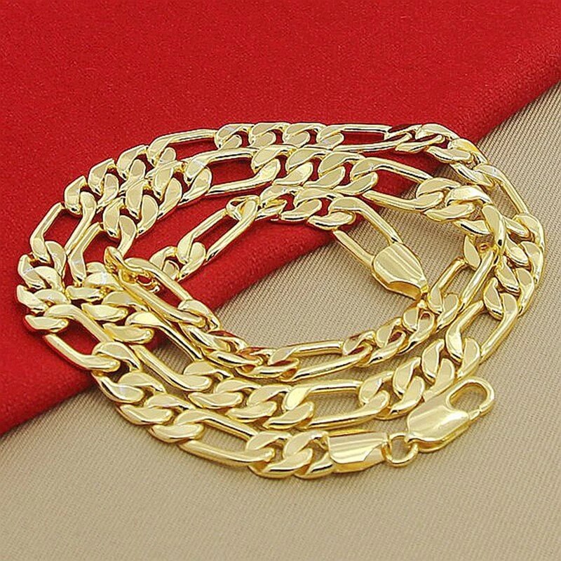 Hot new 18K collane in oro classico 8MM catena laterale collana in argento sterling 925 per uomo moda gioielli regali festa di nozze