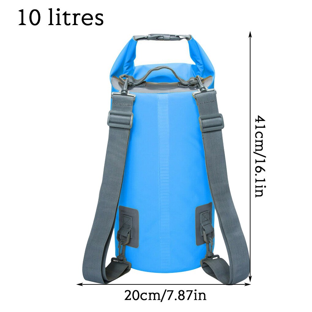PVC Bag Waterproof Beach Swim Backpack Bucket Pouch for Kayaking Boating Fishing: Blue 10L