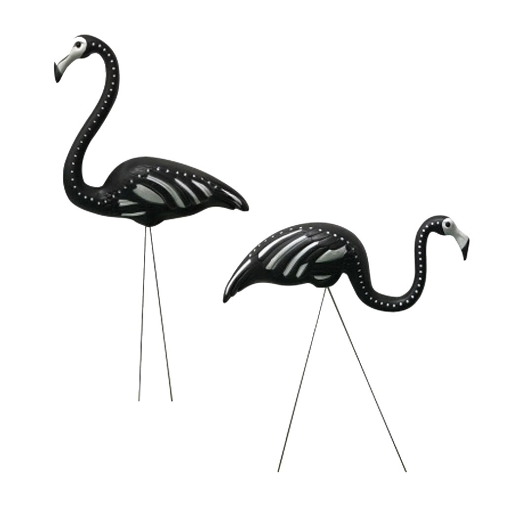 Sort skelet flamingoer græsplæne havefest dekorationer ornamenter  (1- pakke  of 2)