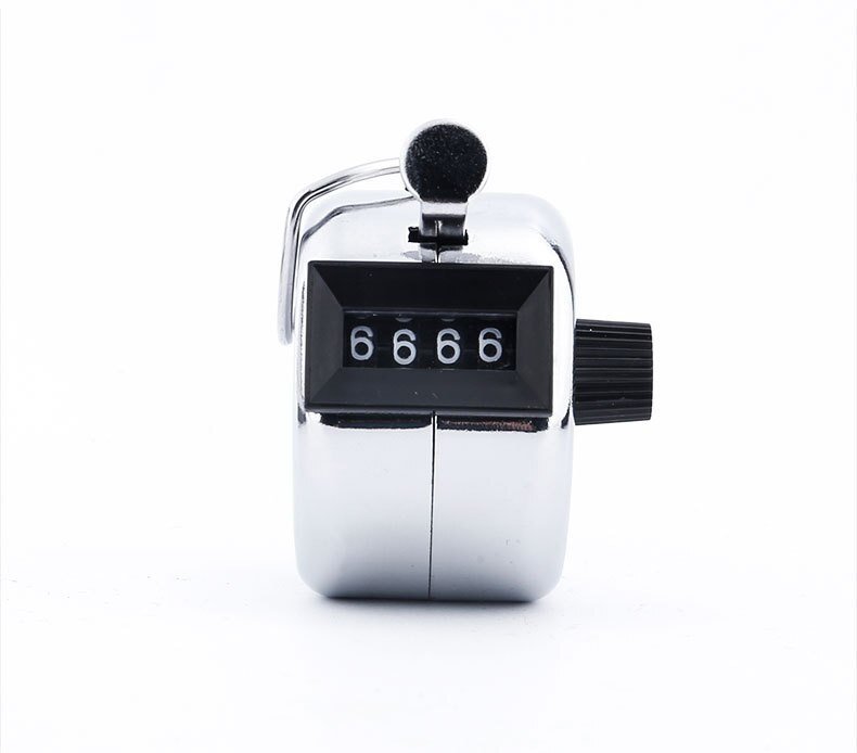 4 Digit Hand Tally Metal Counter Stainless Steel Mechanical Clicker with Finger Ring
