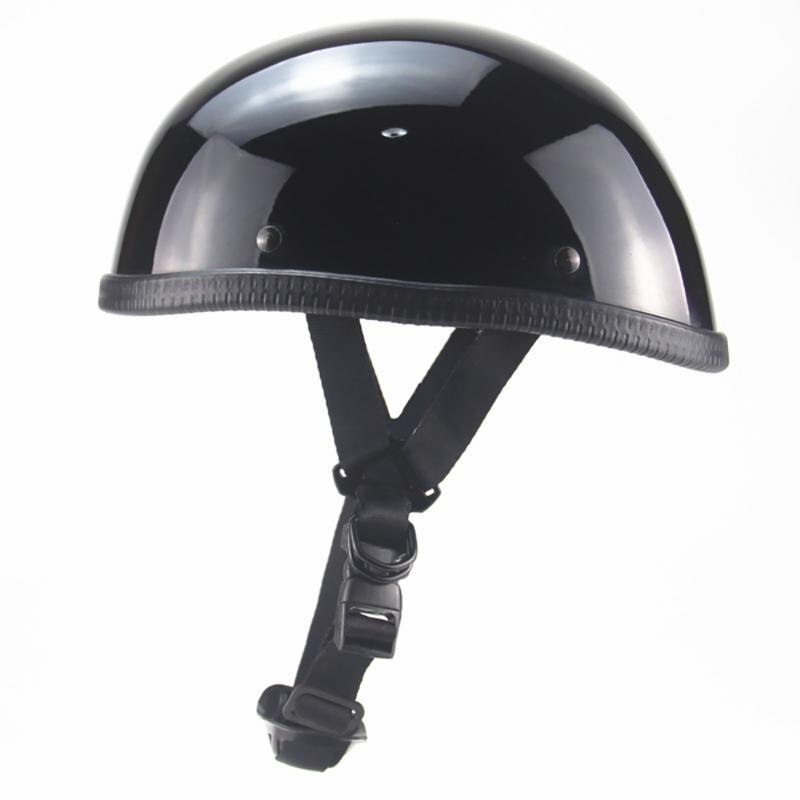 Motorfiets Half Helm Anti-Collision Cap Matte Helder Zwart Vintage Half Gezicht Helm Retro Duitse Stijl Chopper Cruiser: Bright black / S
