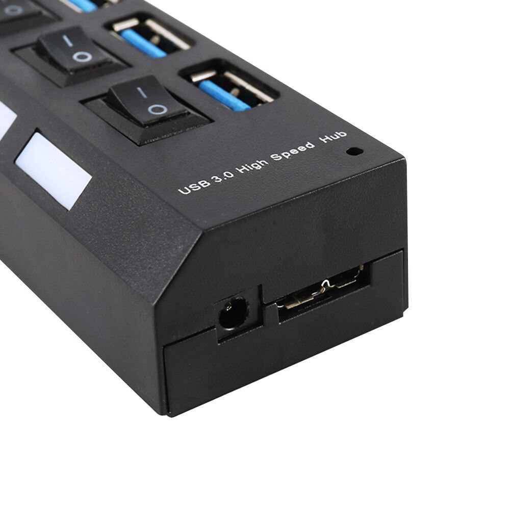 4 bærer usb 3.0 hub splitter boks uk/oss/au/eu plugg 5 gbps superhastighet kompakt ekstern vekselstrømadapter til mobiltelefon datamaskin
