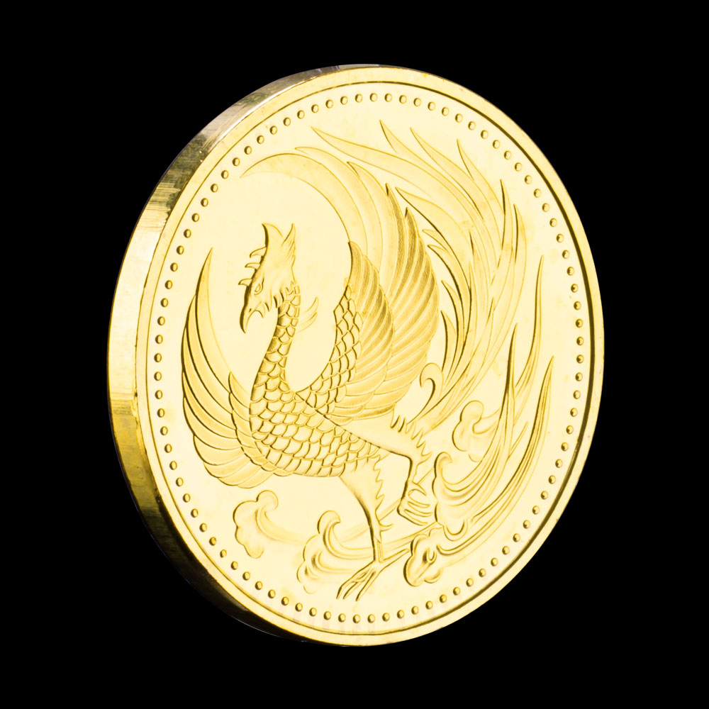 Phoenix Souvenir Coin Gold Plated Commemorative Coin Mythological Creatures The Secular Bird Pattern Collectible Coin
