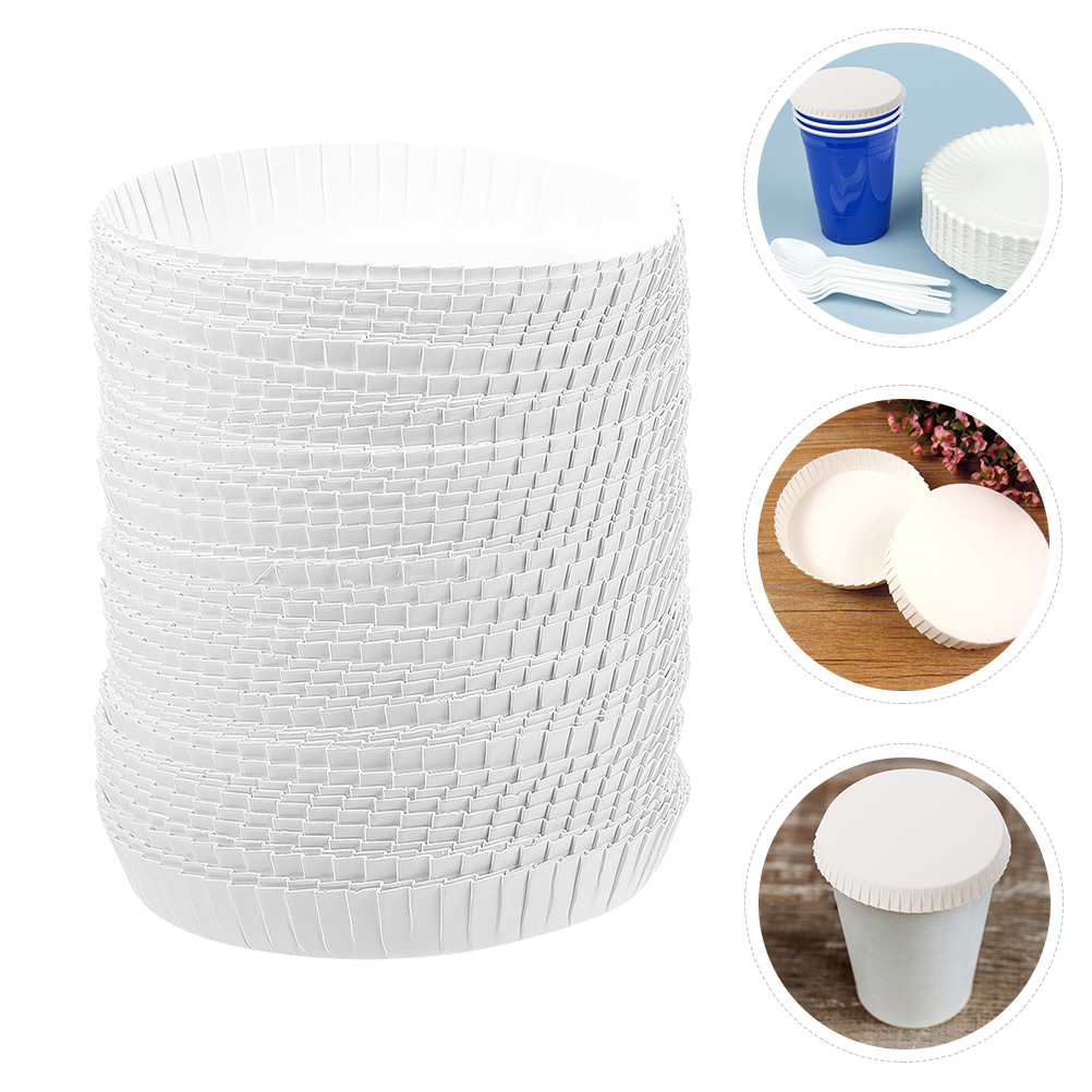 100Pcs Disposable Cup Covers Safe Fine Drinking Lids Cup Lids Paper Cup Lids