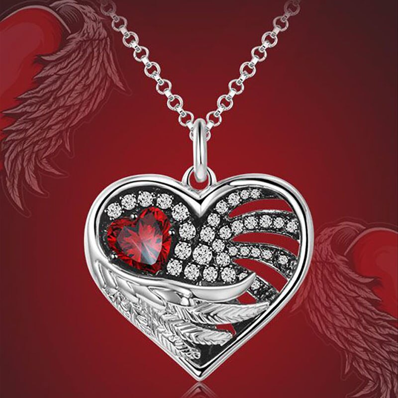 Collar de corazón para mujer, colgante de alas de Ángel, joyería exquisita, de personalidad, un solo producto, de vacaciones para el día conmemorativo