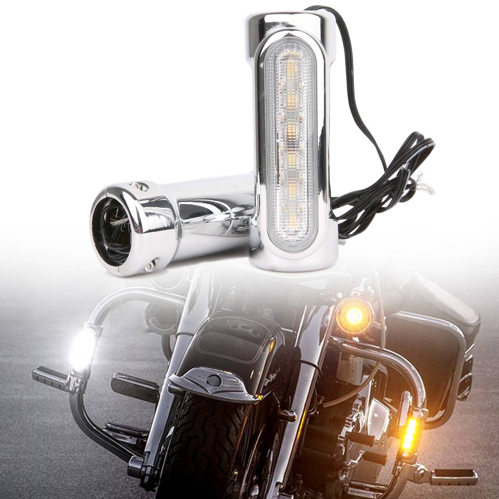 Chrome Motorfiets Snelweg Bar Switchback Rijden Licht Wit Amber Led Voor Crash Bars Voor Harley Bike Touring Fietsen