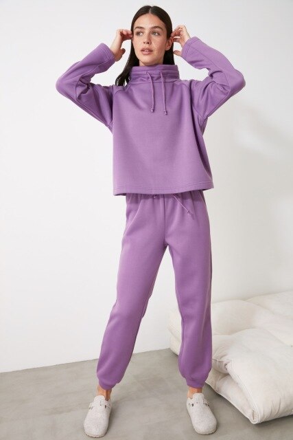 Trendyol jogger gebreide joggingbroek thmaw 21 ea 0400: Lila / M