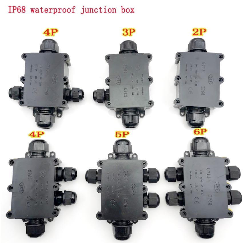 IP68 Waterproof Junction Box Electrical 2/3/4/5/6 Way Enclosure Block Cable Connecting Line Protection for Wiring Accessories