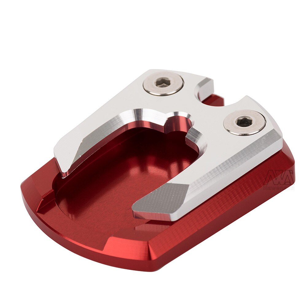 Voor yamaha xmax 125 250 300 alle jaren motorfiets zijstandaard verbreding basis pad plaat kickstand vergroting steun verlengstuk: Rood