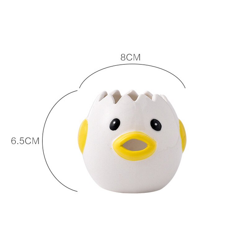 Separador de huevos de cerámica de dibujos animados para pollito, separador de yema de huevo blanco, filtro de líquido de huevo , utensilios para hornear, soporte para huevos, suministro de cocina: Yellow