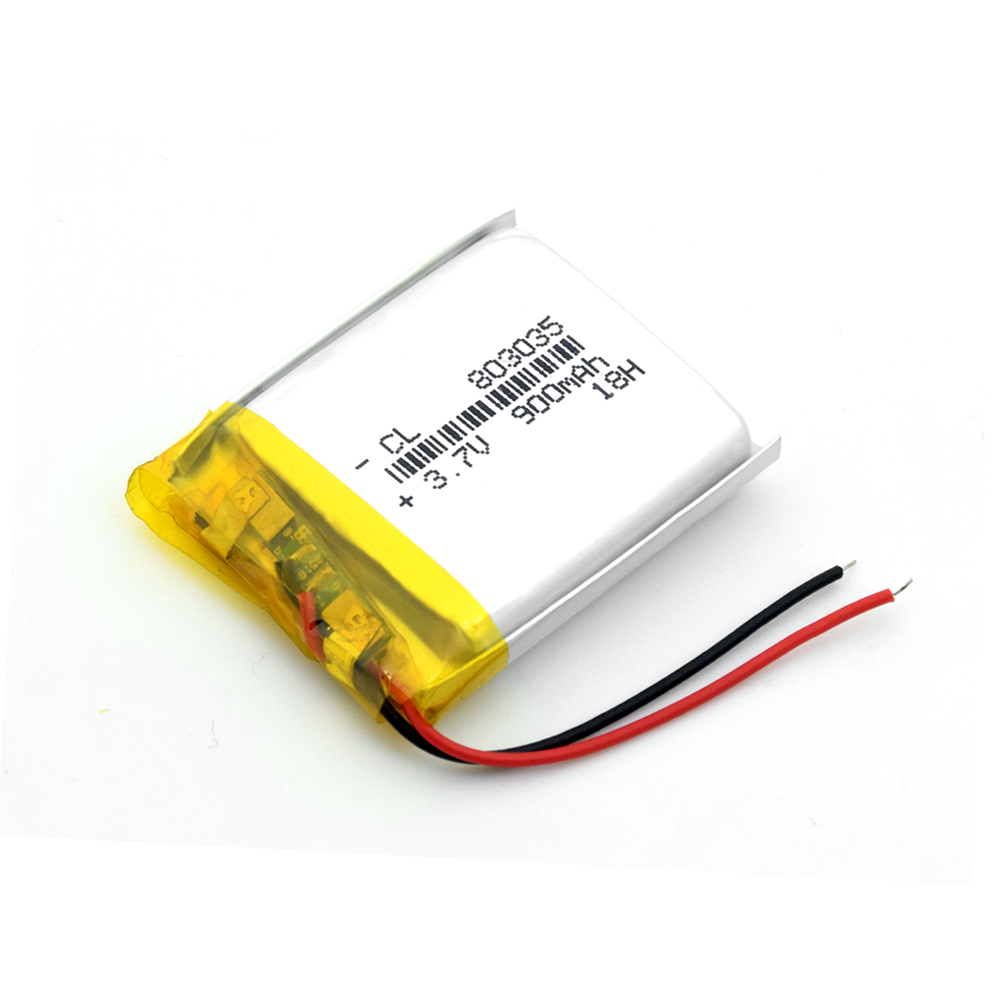 Polymère Lithium batterie 900 mah 3.7 V 803035 smart home MP3 haut-parleurs Li-ion batterie pour dvr, GPS, mp3, mp4, mp5 batterie externe, haut-parleur