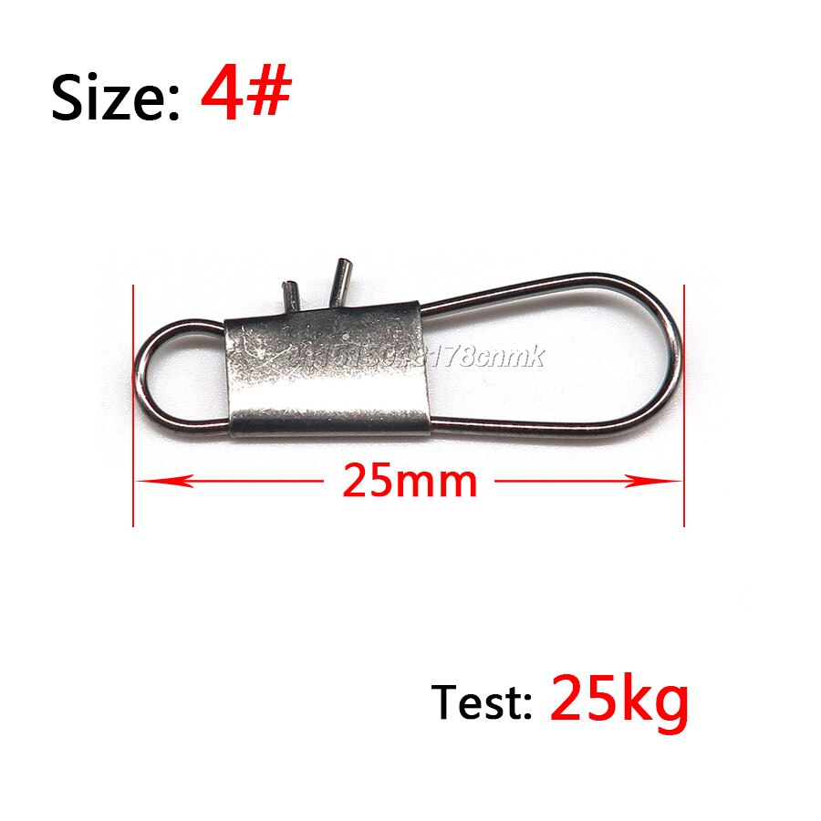 Minfishing 50/100 st/lot typ b fishing snap rostfritt stål fat clip interlock nål krok tillbehör: Storlek 4 - 50 st