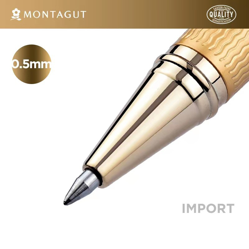 Montagut-Stylo à bille roulante Iridium pour le bureau, l'école, l'écriture à la maison, luxueux, garniture de bijoux dorée noire et dorée, 816