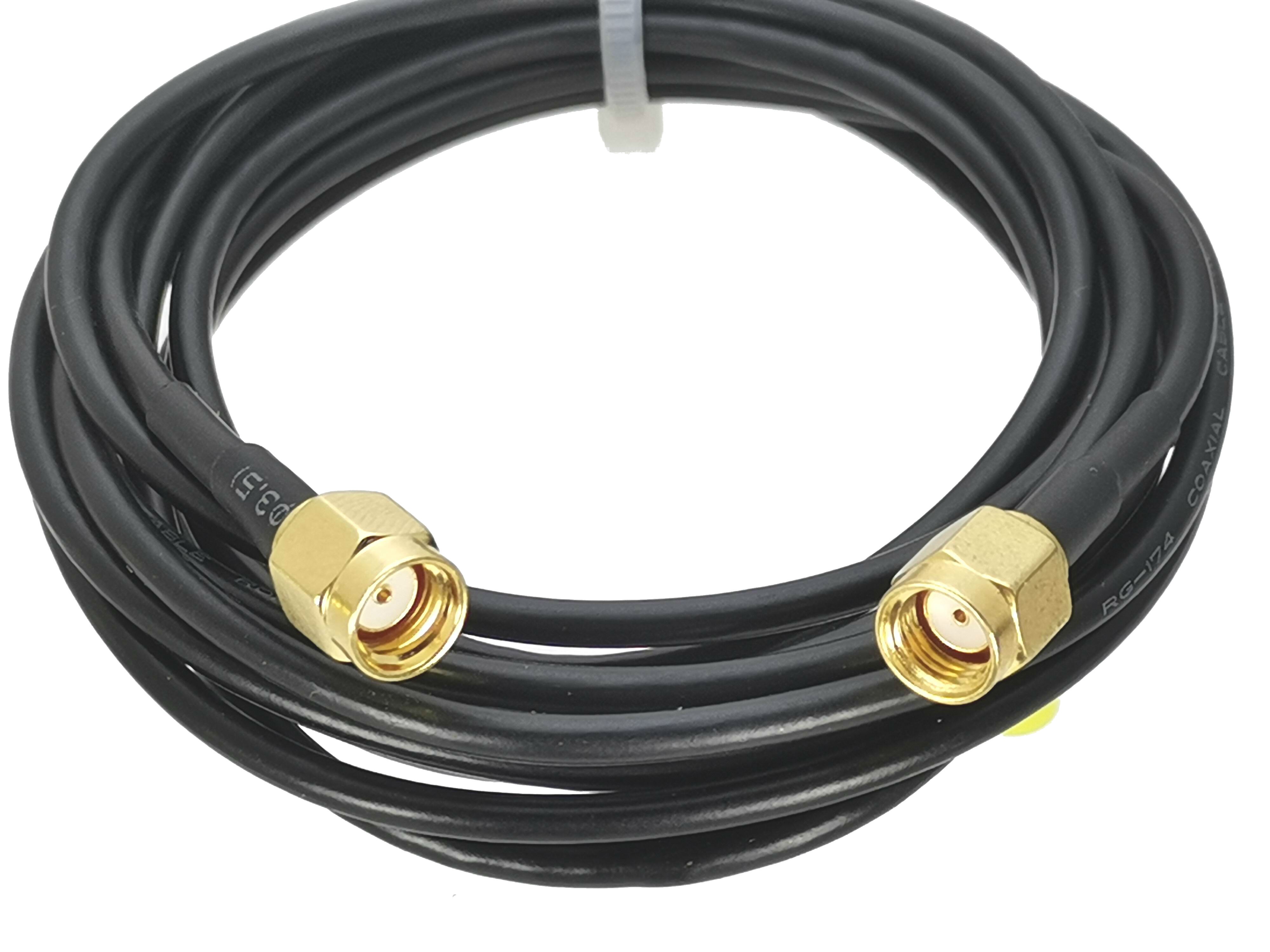 1 stk  rg174 rp- sma hannkontakt til rp-sma hannkontakt rf koaksial jumper pigtailkabel for radioantenne 4 tommer~ 10m