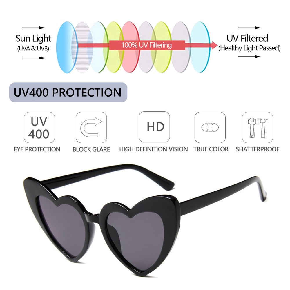Heart Shaped Sonnenbrillen für Frauen Liebe Herz Sonnenbrille UV400 Schutz Brillen