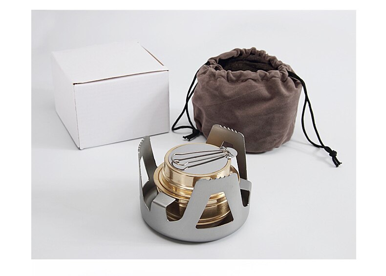 Brûleur de poêle à alcool en laiton résistant avec couvercle en alliage d'aluminium pour Camping en plein air randonnée sac à dos cuisson Portable