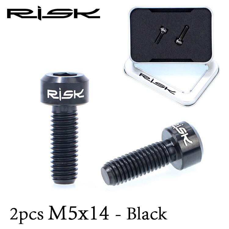 RISK-tornillos de aleación de titanio para bicicleta de montaña, accesorio ultraligero de mango fijo, M5 x 14mm, 2 unids/lote, M5 x 14mm: Black
