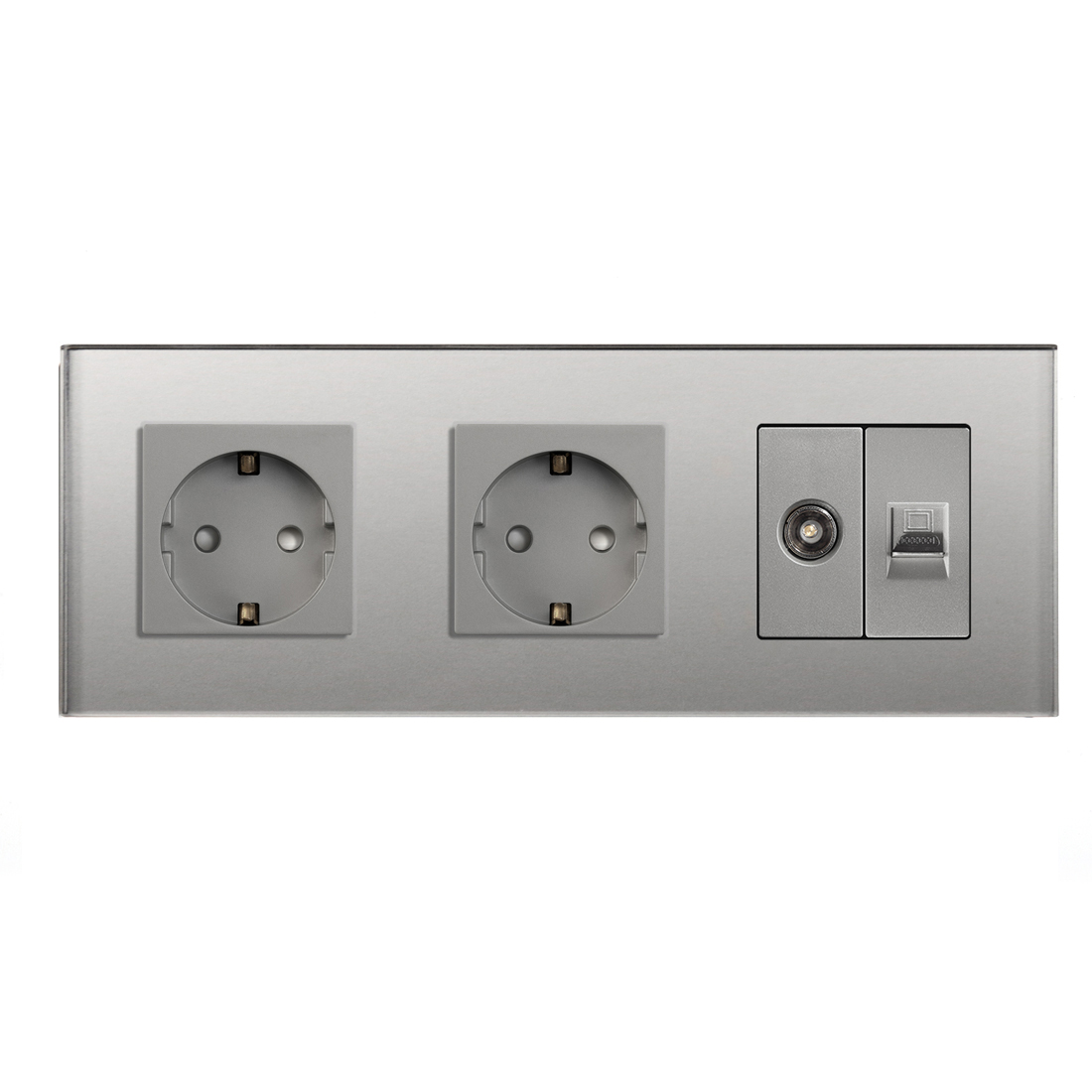 Bingoelec – Triple prise murale Standard ue, panneau en verre blanc noir, pour ordinateur, Internet, Rj45, amélioration de l'habitat: TYPE 17