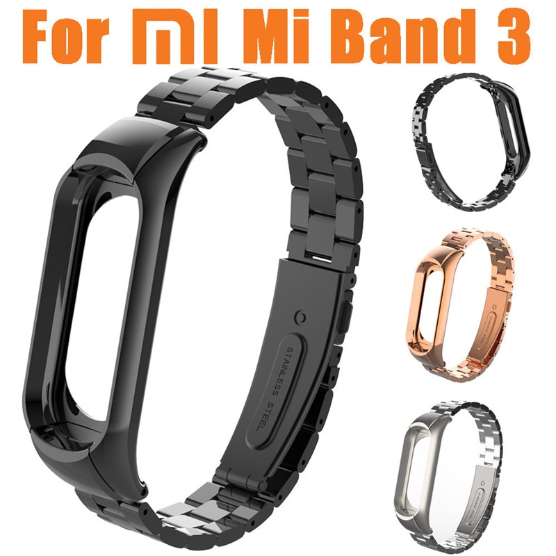 Voor Mi Band 3 Wrist Strap Metal Schroefloos Staal Voor Xiaomi Mi Band 3 Armband Mi Band Polsbandjes Pulseira Mi band 3 Polsband