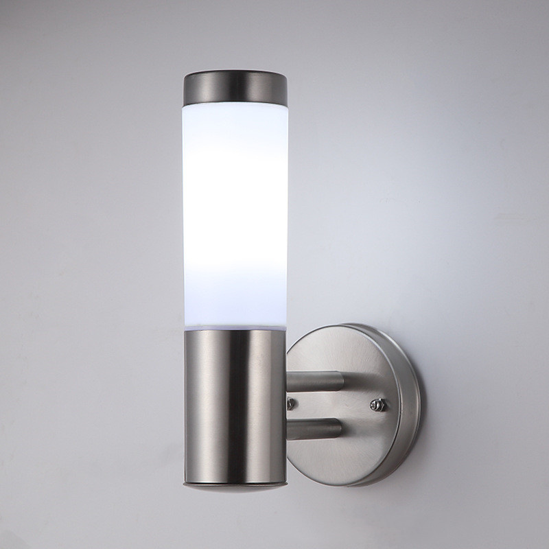 Modern Outdoor Light Waterproof Stainless Steel Wall Lights E27 For Garden Balcony Corridor Exterior Wall Lamps Fixtures Sconce: Light Grey / Cold White / 6W
