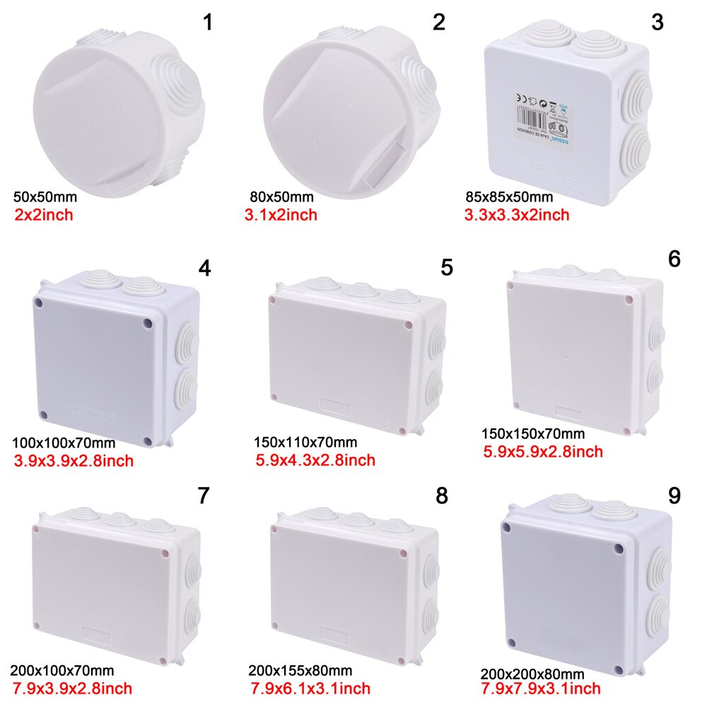 ABS Plastic IP65 Electric Control Box Outdoor Waterproof Power Box DIY Indoor Wire Shell Connection Cable Branch Junction Box