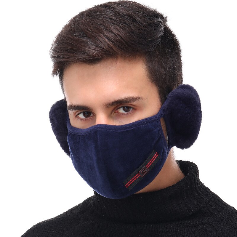 Winter Men Earmuff Mouth Cover Outdoor Men Muffler Earmuffs Breathable Windproof Men Riding Face Mouth Ear Warmer Earlap