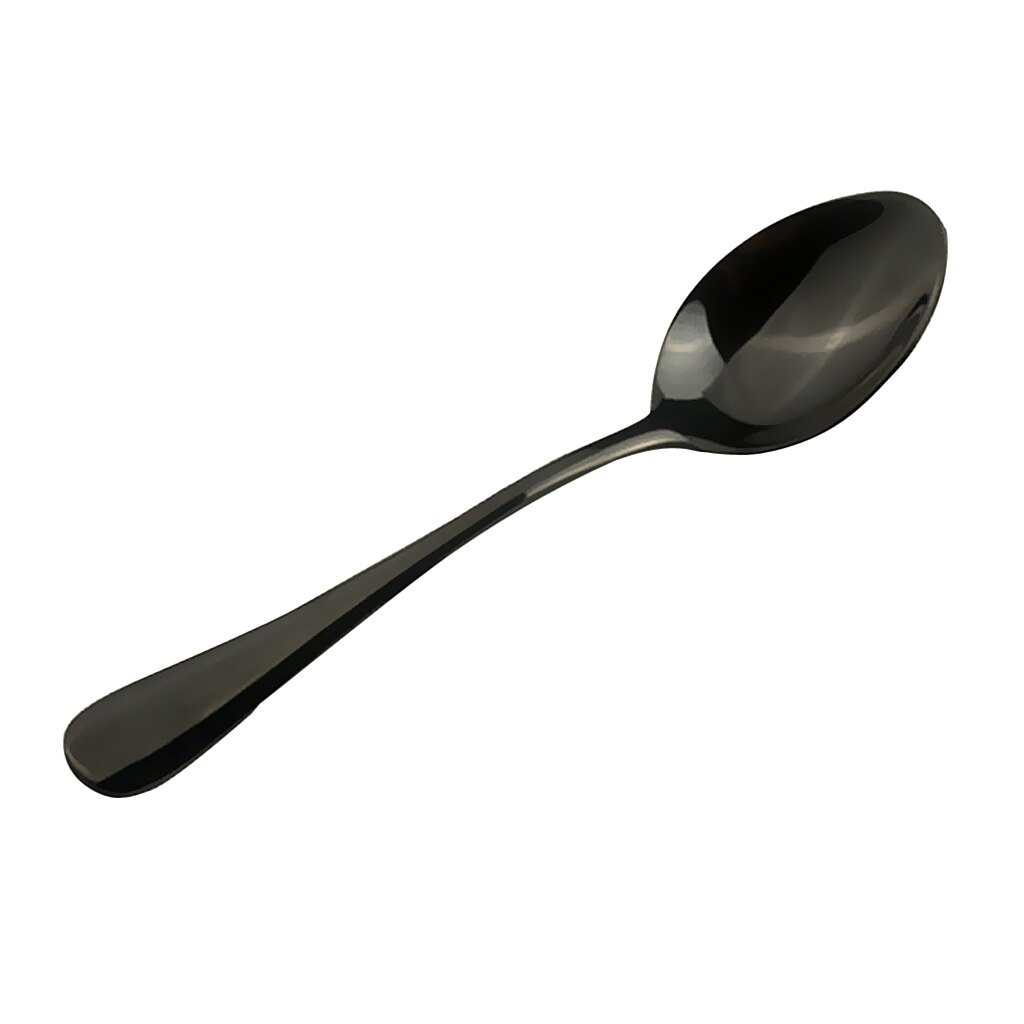 Stainless Steel Tea Spoon Iced Coffee Cafe Cutlery Latte: Black
