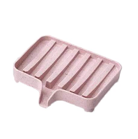 Draagbare zeepbakjeshouder douchestang container koffer thuis reisaccessoires zeepbakje schotel bordhouder: Roze