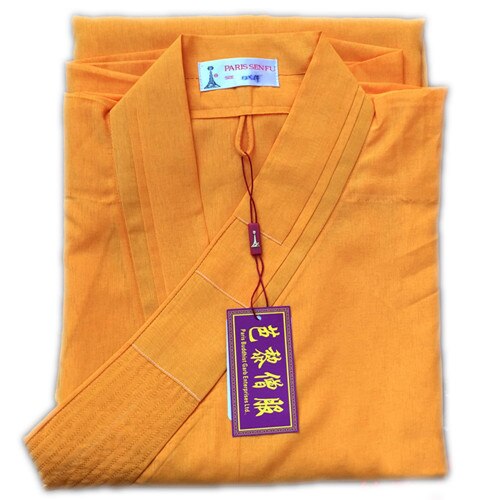 Shaolin unisexe moine longue Robe Costume bouddhiste Kungfu veste Arts martiaux brun linge uniforme Wushu coton vêtements
