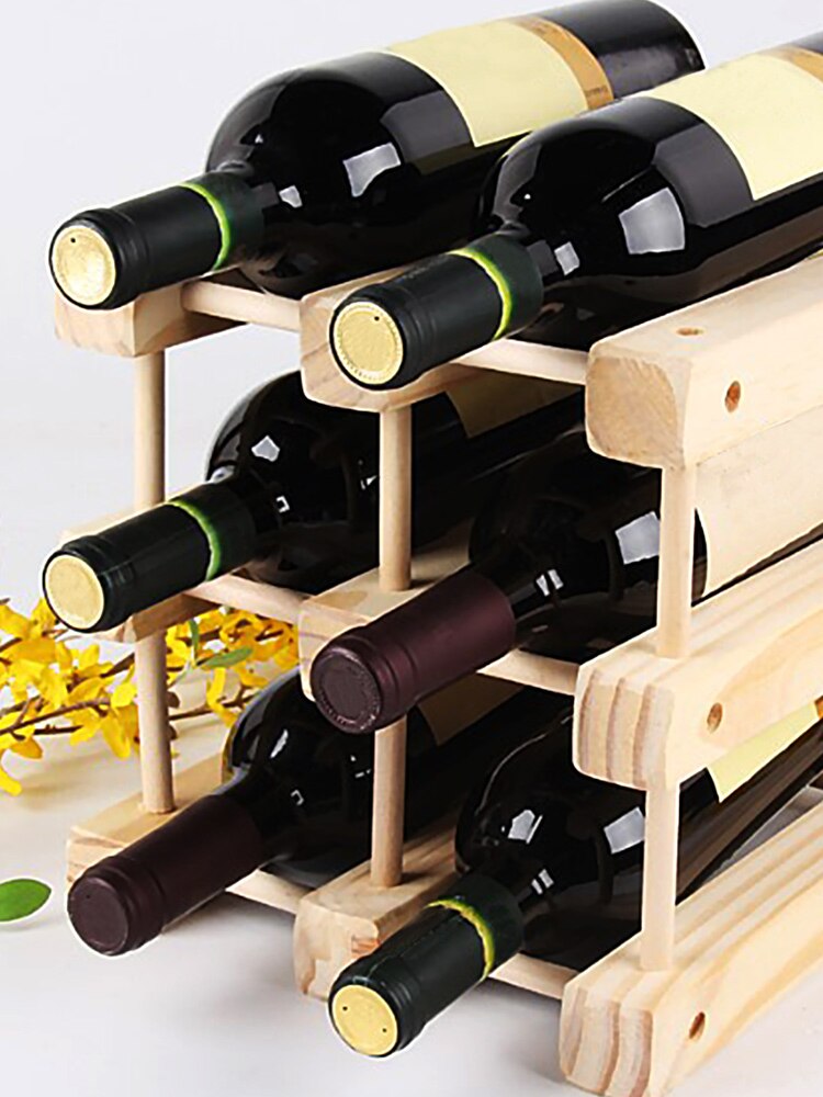Wooden Wine Racks Bottle Cabinet Stand Holders Wood Shelf Organizer Storage For Retro Display Cabinet