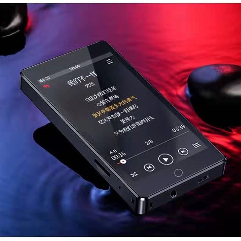 MP4 Player Bluetooth5.0 Built-in Speaker with 4.0 inch Large HD Full Touch Screen Lossless HIFI Music Player Supports FM, Record