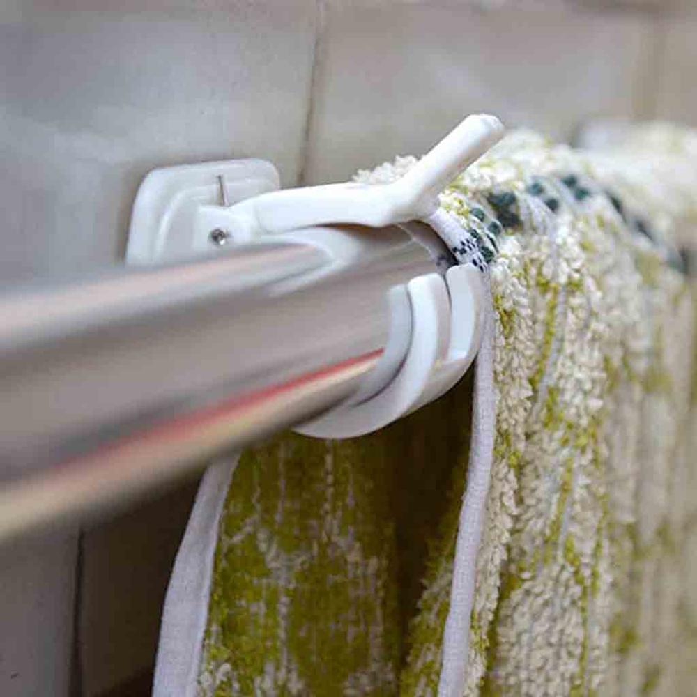2Pcs Portable Clothes Rail Closet Rail Curtain Rod Shower Curtain Closet U-Shaped Rod Closet Pole Sockets Flange End Supports 3