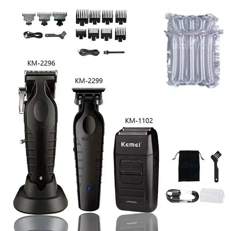 Kemei KM-2296 KM-2299 KM-1102 kit máquina de cortar cabelo profissional barbeador elétrico masculino máquina de corte de cabelo máquina aparador masculino