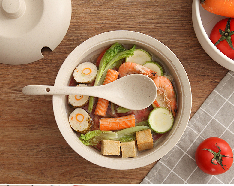 Vaisselle en paille de blé style japonais avec couvercle bol à soupe ménage grand bol à soupe binaural haute température avec couvercle