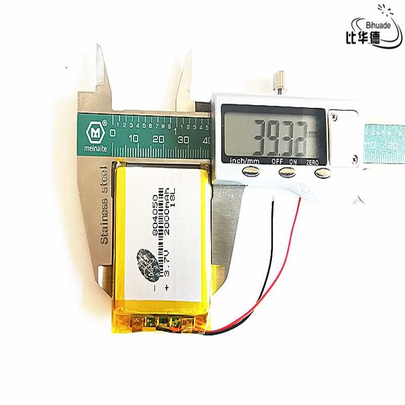 Hochwertiger lithium-ionen-akku (3.7v,2000 1 804050 polymer) für modellflugzeuge, gps-geräte, ,mp3,mp4, und lautsprecher.
