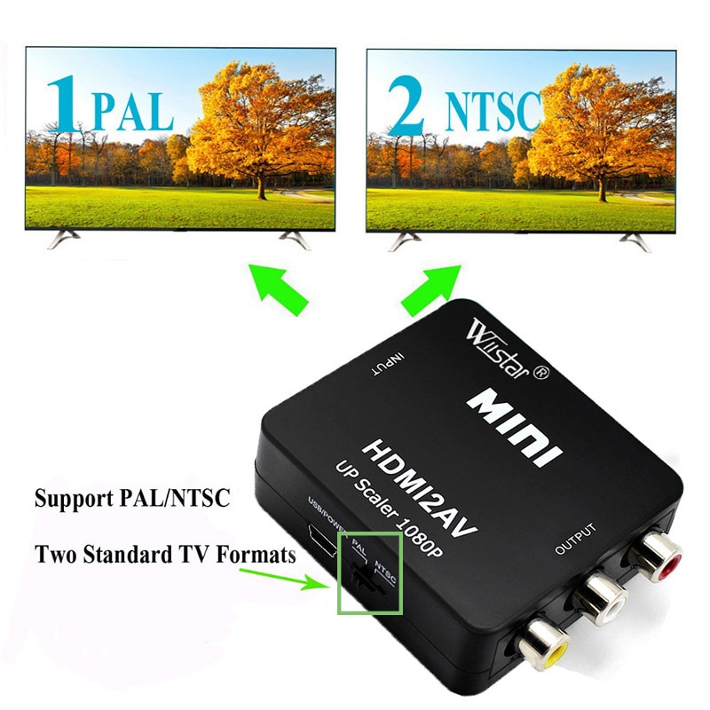 1080P Mini HDMI to RCA AV Composite Adapter Converter for PC HDTV Converter