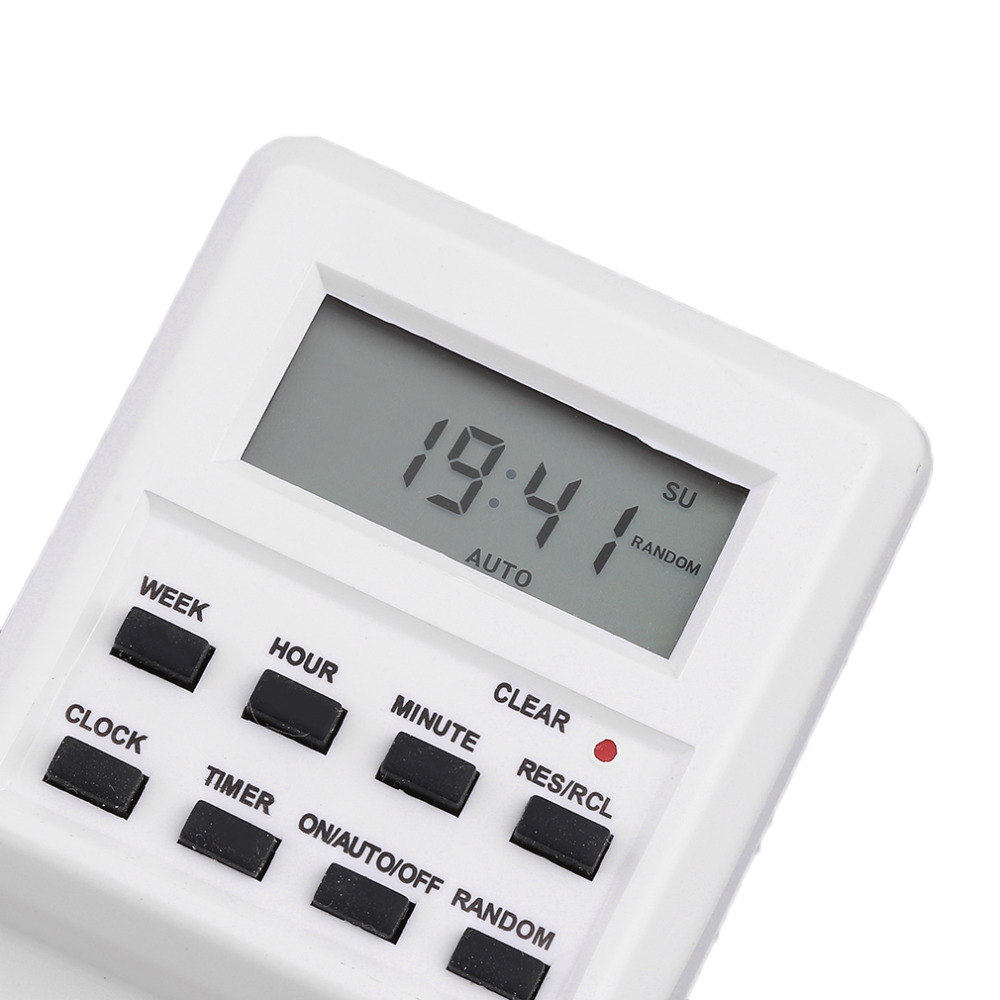 230V Stecker Schalter Buchse Neue Stecker-in Programmierbare Timer Schalter Buchse mit Uhr Sommer Zeit Zufällig Funktion oben