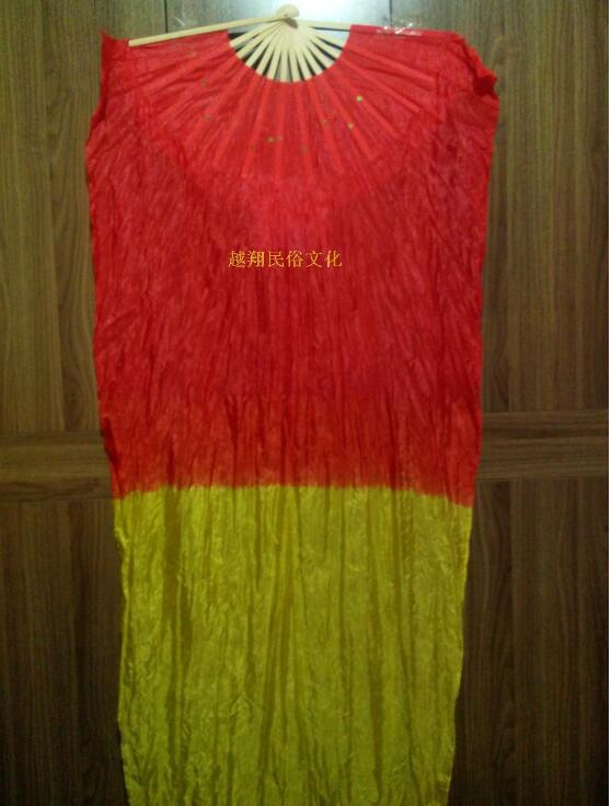Fan dance Chinese Folk Dance fan 2 piece 1.8m Fan veil Streamer: Gray