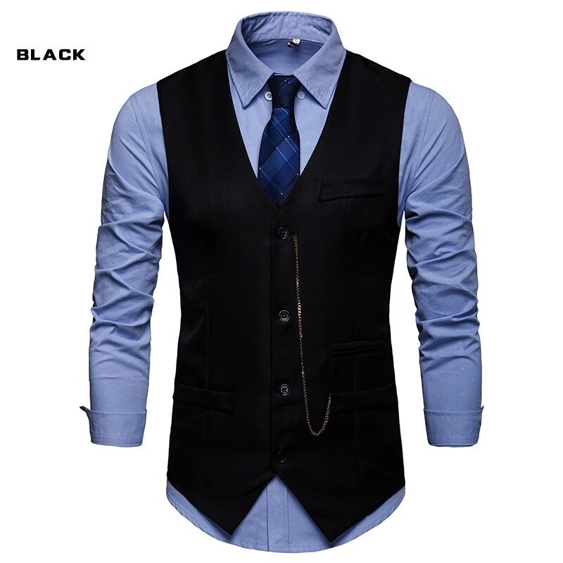 ZOGAA Men Clothing Mens Blazer Vests Male Business Casual Slim Fit Sleeveless Suit Vest Mens Dress Vest Plus Size S-2XL: Black / S