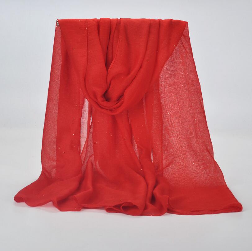 1 Pcs Plain Hijaabs Voor Vrouwen Viscose Solid Shawl Glitter Gouden Sjaal Moslim Hoofd Wrap Elegante Sjaals 20 Kleuren Plus size: red