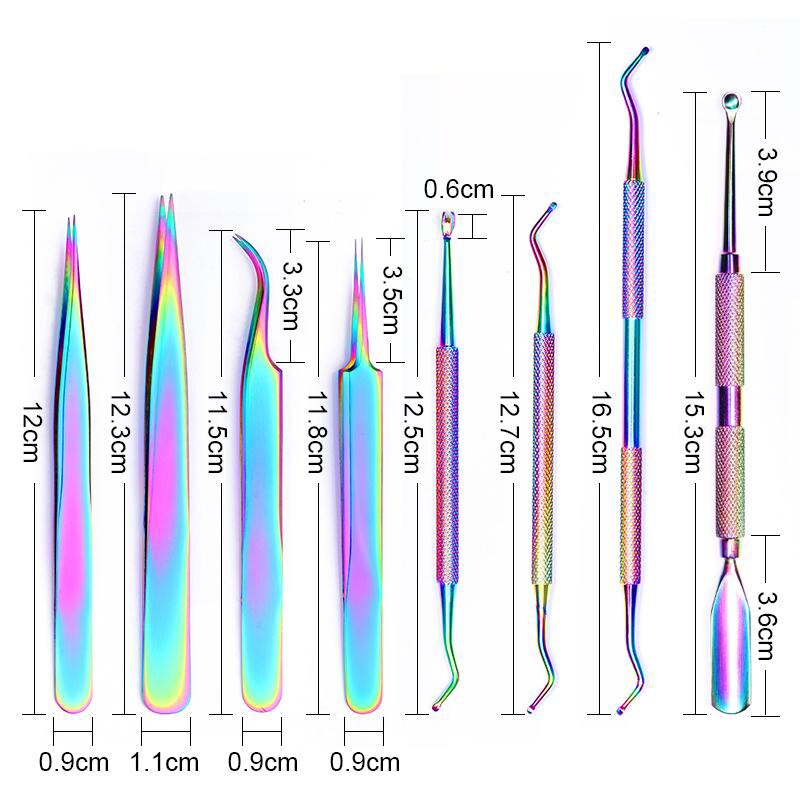 8 Style Stainless Steel Cuticle Remover Colorful Double Head Pusher Finger Dead Skin Push Tweezers Care Tools