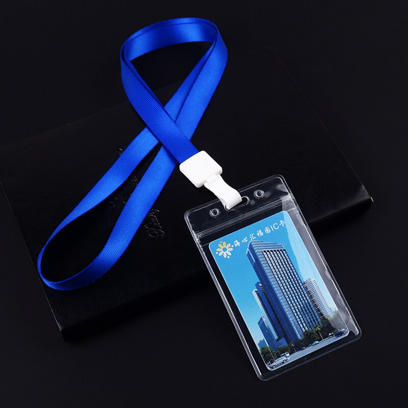 Work Card Soft Pvc Card Holder Waterproof Badge Protective Sleeve Company Work Certificate Card Sleeve Lanyard Office Supplies