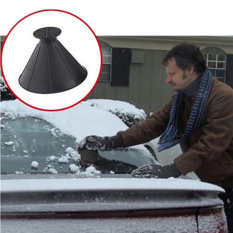 Herramientas para quitar la nieve del coche rascador de hielo con forma de embudo automático Deicer cono desescarchado de ventana mágica herramienta útil de limpieza