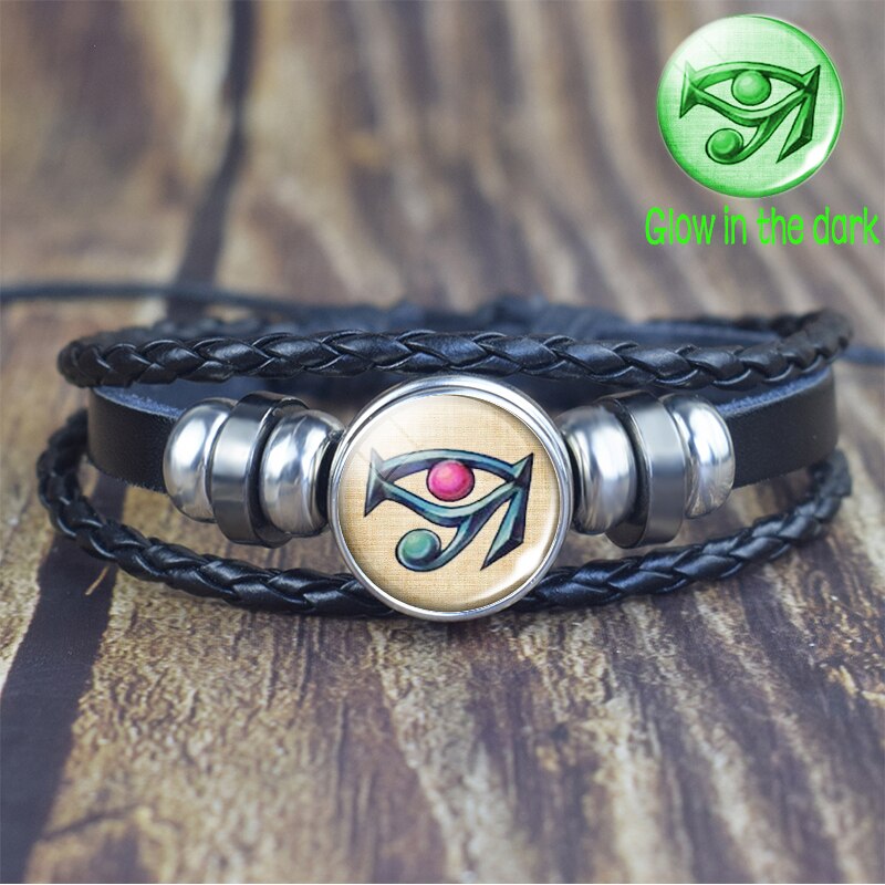Pulsera de Ankh egipcio que brilla en la oscuridad, brazalete Punk Vintage Antiguo Egipto Anubis Scarab diosa, pulseras multicapa, joyería de amuleto: as show 8