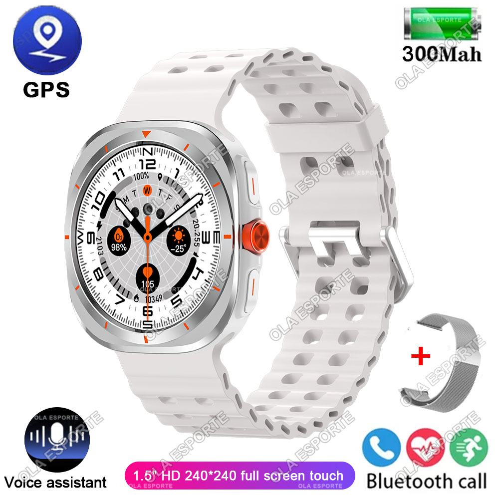 Watch 7 Ultra GPS Smartwatch 1.52'' AMOLED BT Calls Blood Oxygen Monitoring Waterproof Outdoor Smart Watches for Man For Samsung: Blue