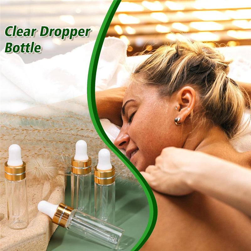 50 Pack 2Ml Clear Glass Dropper Bottles, Mini Sample Dropper Bottles For Essential Oils Perfume Cosmetic Liquid Easy Install