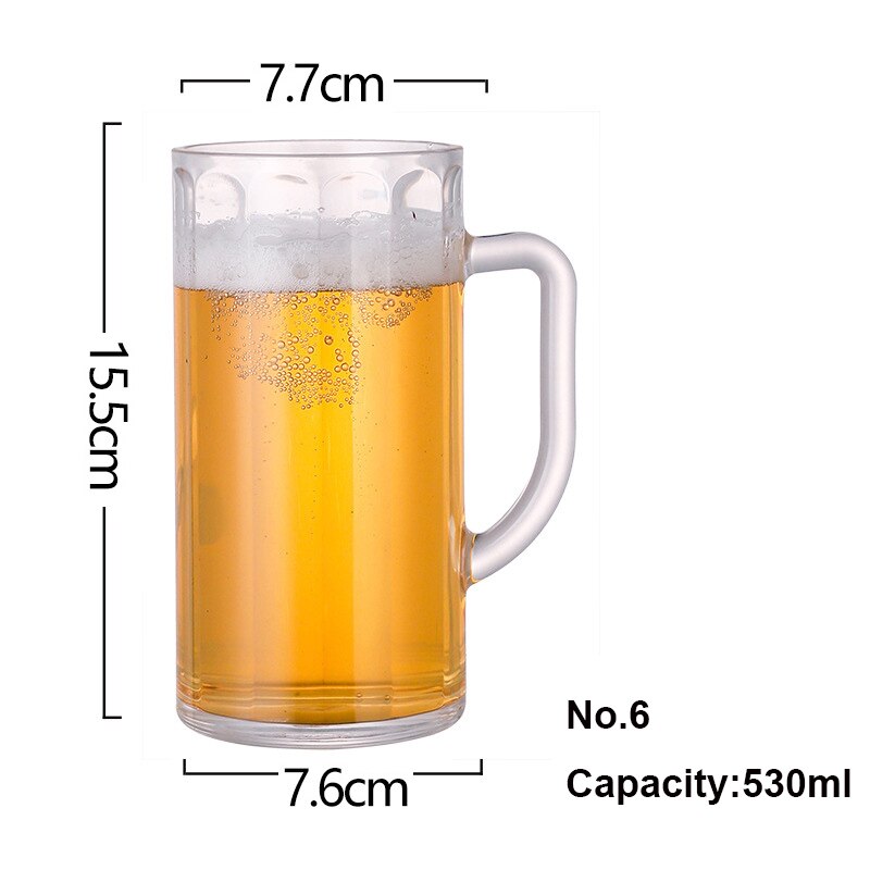 12 Large Capacity Beer Mug Glass Transparent Food Grade Plastic Anti Bar Glass 400-600ml Juice Cup Draught-beer Cup: 6