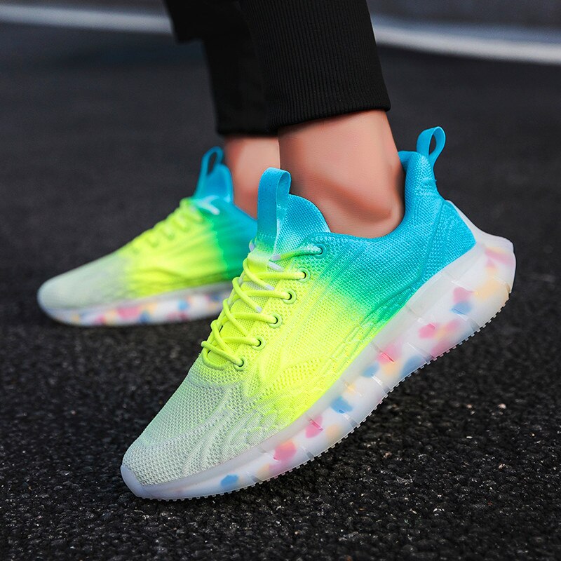 High-end heren casual schoenen trend casual schoenen sport kleurrijke hardloopschoenen rubberen onderkant veter herenschoenen zapatillas de hombre