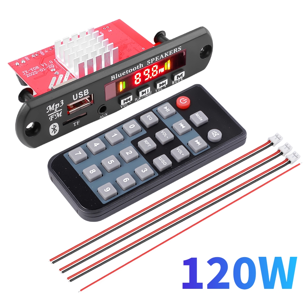 2*60W 120W Verstärker 12V MP3 WMA WAV Decoder Board Bluetooth 5,0 Drahtlose Musik audio Modul USB TF FM Radio Für Auto Lautsprecher